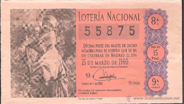 Lotaria Nacional: DECIMO LOTERIA NACIONAL 25 MARZO 1960 SORTEO NUM 9 SERIE NUM 9