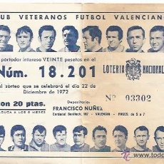 Lotería Nacional: :::: CR75 - PARTICIPACION DE LOTERIA - CLUB VETERANOS FUTBOL VALENCIANO - 1972