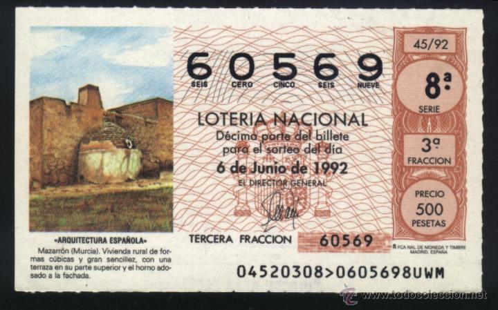 Loter&iacute;a nacional: MU-0248- DECIMO DE LOTERIA NACIONAL. MAZARRON (MURCIA) VIVIENDA RURAL
