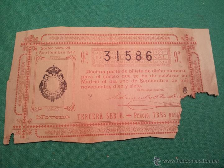 National Spanish Lottery: loteria nacional..decimo del sorteo 24 ..1 septiembre 1917