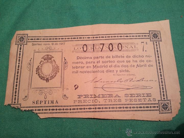 Nationale spanische Lotterie: loteria nacional..decimo del sorteo 9--- 1917