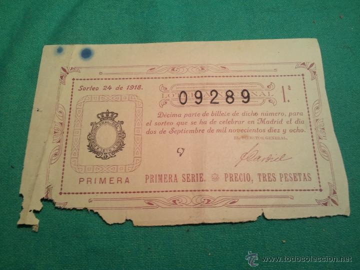 National Spanish Lottery: loteria nacional..decimo del sorteo 24 -- 1918
