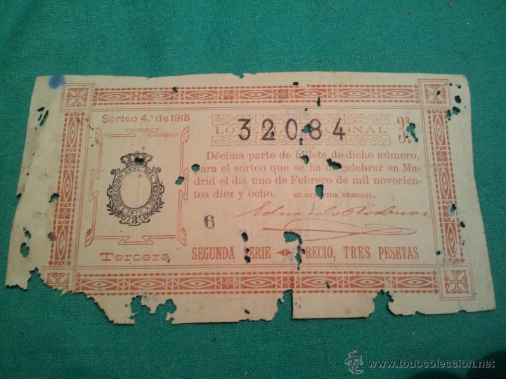 National Spanish Lottery: loteria nacional..decimo del sorteo 4 ..1918