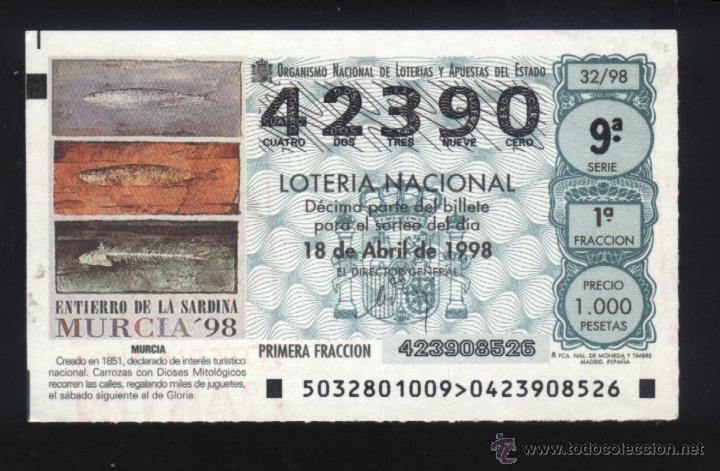 Loter&iacute;a nacional: MU-0261- D&Eacute;CIMO DE LOTER&Iacute;A NACIONAL. ENTIERRO DE LA SARDINA (MURCIA)