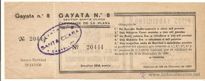 Loter&iacute;a nacional: Catell&oacute;n. Participaci&oacute;n de loter&iacute;a de Gayata. Publicidad. 1951