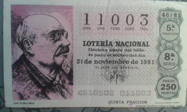 Nationale spanische Lotterie: BILLETE DE LOTERIA 21-11-1981