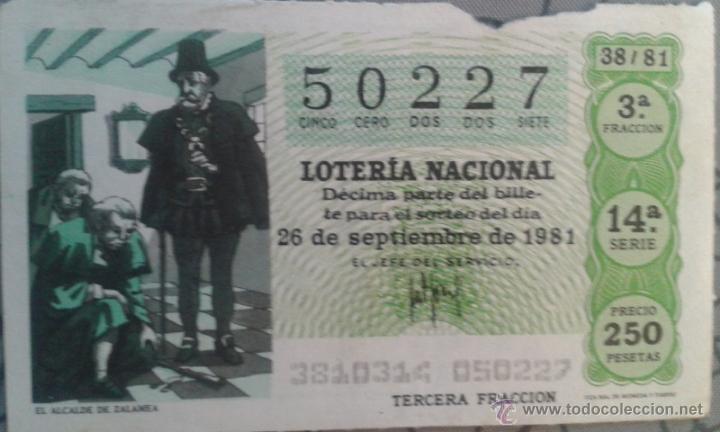 Nationale spanische Lotterie: BILLETE DE LOTERIA 26-09-1981