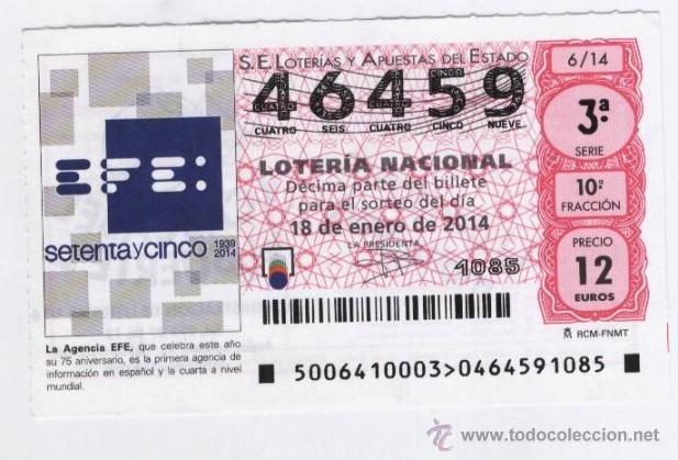 Loter&iacute;a Nacional: 75 ANIVERSARIO DE LA AGENCIA EFE, INFORMACION EN ESPA&Ntilde;OL (2014)