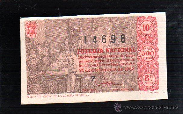 National Spanish Lottery: BILLETE DE LOTERIA NACIONAL. SORTEO NUMERO 36 DE 1963.
