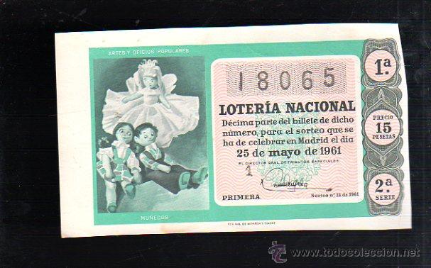 National Spanish Lottery: BILLETE DE LOTERIA NACIONAL. SORTEO NUMERO 15 DE 1961.