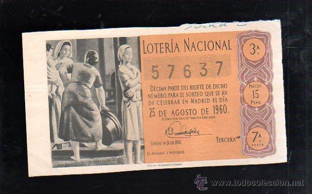 Nationale spanische Lotterie: BILLETE DE LOTERIA NACIONAL. SORTEO NUMERO 24 DE 1960.