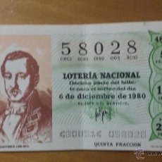 Lotería Nacional: DECIMO LOTERIA NACIONAL 1980. Lote 116460463