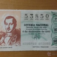 Lotería Nacional: DECIMO LOTERIA NACIONAL 1980. Lote 116460338