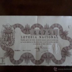 Lotería Nacional: LOTERIA NACIONAL MADRID 15 DE NOVIEMBRE DE 1947