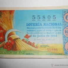 Lotería Nacional: LOTERIA NACIONAL NÚMERO 55805 DEL 6 JULIO 1964 EL VERANO