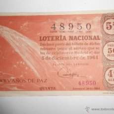 Lotería Nacional: LOTERIA NACIONAL NÚMERO 48950 DEL 5 DICIEMBRE 1964 COMETA