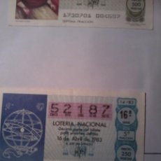 Lotería Nacional: DÉCIMO DE LA LOTERÍA NACIONAL Nº 52187 FRAC 5 SER 16. 16 ABRIL 1983. ESFERA ARMILAR