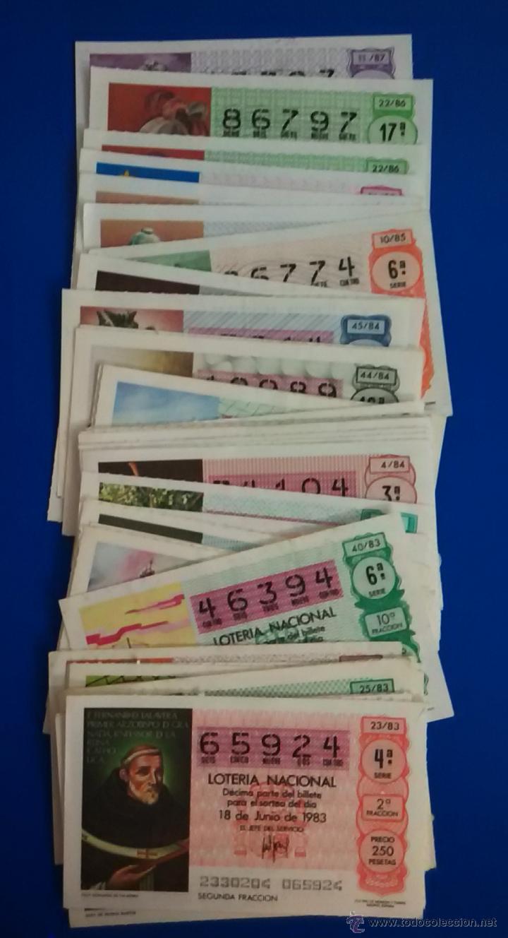 Lotaria Nacional: Lote de 42 d&eacute;cimos de Loter&iacute;a Nacional a&ntilde;os 80