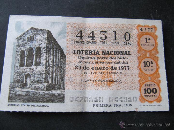 Nationale spanische Lotterie: LOTERIA NACIONAL. 29 DE ENERO DE 1977. ASTURIAS. SANTA MARIA DEL NARANCO