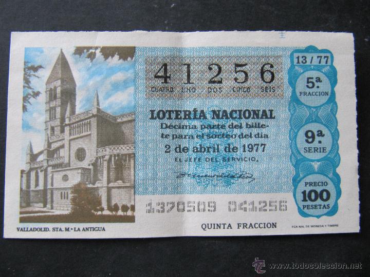 Loterie Nationale: LOTERIA NACIONAL. 2 DE ABRIL DE 1977. VALLADOLID. SANTA MARIA LA ANTIGUA