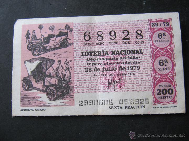 Loter&iacute;a Nacional: DECIMO  LOTERIA NACIONAL. 28 DE JULIO 1979