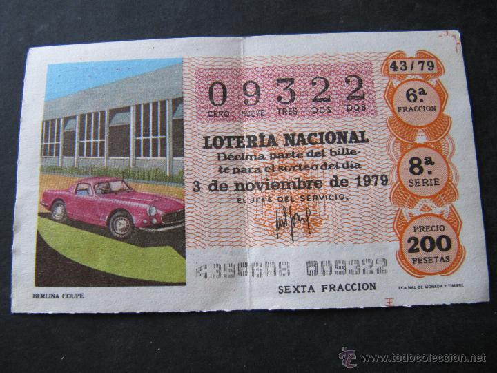 Loter&iacute;a Nacional: DECIMO LOTERIA NACIONAL. 3 DE NOVIEMBRE 1979