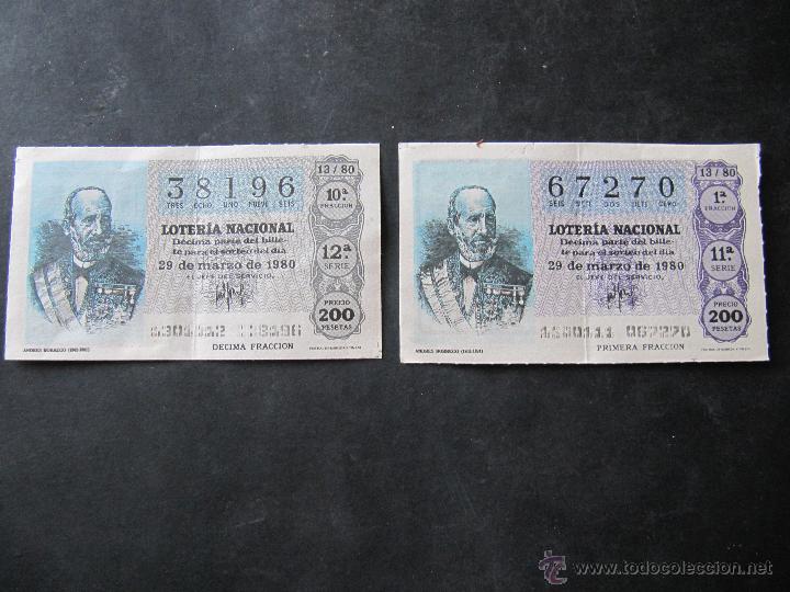 Loter&iacute;a Nacional: DECIMO LOTERIA NACIONAL. 29 DE MARZO 1980. ANDRES BORREGO