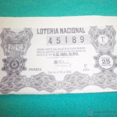 Lotería Nacional: BILLETE LOTERIA NACIONAL 5 DE ABRIL DE 1952. Lote 53352926