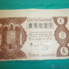 Lotería Nacional: BILLETE LOTERIA NACIONAL 25 DE OCTUBRE DE 1956. Lote 53353855