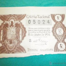 Lotería Nacional: BILLETE LOTERIA NACIONAL 25 DE OCTUBRE DE 1956. Lote 53354453