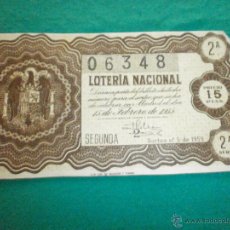 Lotería Nacional: BILLETE LOTERIA NACIONAL 15 DE FEBRERO DE 1955. Lote 53354742