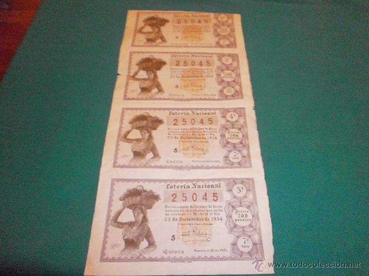 National Spanish Lottery: 4 billete loteria nacional 22 de diciembre de 1954