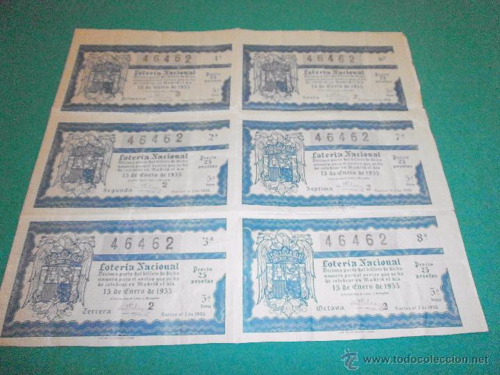 Lotaria Nacional: 6 billete loteria nacional 15 de enero de 1955