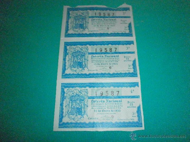 Lotaria Nacional: 3 billete loteria nacional 15 de enero de 1955