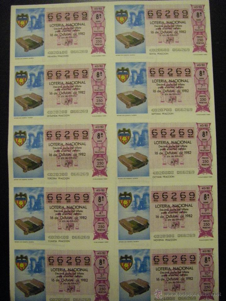 Loter&iacute;a nacional: BILLETES DE LOTER&Iacute;A NACIONAL A&Ntilde;O 1982 - Valencia C. F. - MUNDIAL DE F&Uacute;TBOL DE ESPA&Ntilde;A