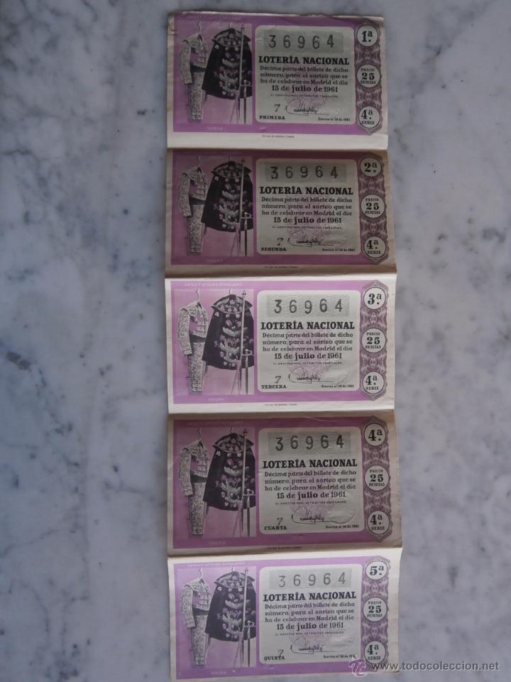 Loter&iacute;a Nacional: loteria nacional  5 decimos  sorteo n&ordm; 20  - 15 de julio de 1961