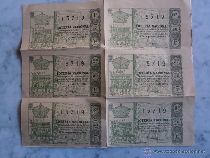 National Spanish Lottery: loteria nacional 6 decimos sorteo n&ordm; 22 - 5 de agosto 1963
