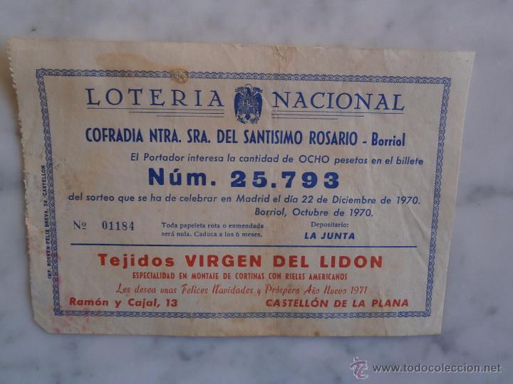 Loter&iacute;a Nacional: participacion loteria nacional sorteo 22 diciembre - de 1970 borriol (castellon)