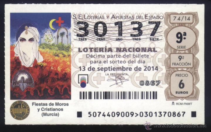 Loter&iacute;a nacional: MU-0451- DECIMO DE LOTERIA NACIONAL. FIESTAS DE MOROS Y CRISTIANOS (MURCIA)
