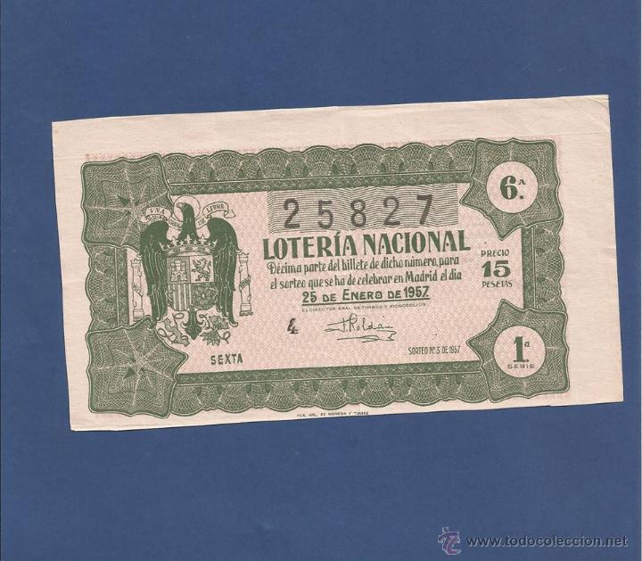 Loter&iacute;a nacional: decimo de loteria de 1957 sorteo 3 - Foto 1