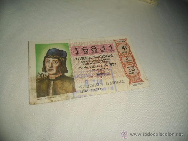 Lotteria Nationale Spagnola: LOTERIA NACIONAL 1983 29 DE OCTUBRE MARTIN ALONSO PINZON 7777