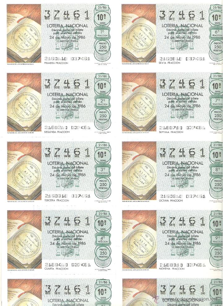 Lotaria Nacional: 1 BILLETE LOTERIA DEL SABADO - 24 MAYO 1986 - 21/86 - MAPAMUNDI DEL APOCALIPSIS DE SAN BEATO