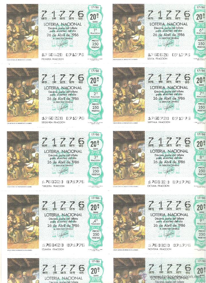 Nationale spanische Lotterie: 1 BILLETE LOTERIA DEL SABADO - 26 ABRIL 1986 - 17/86 - COLON EXPLICA SU PROYECTO EN LA RABIDA