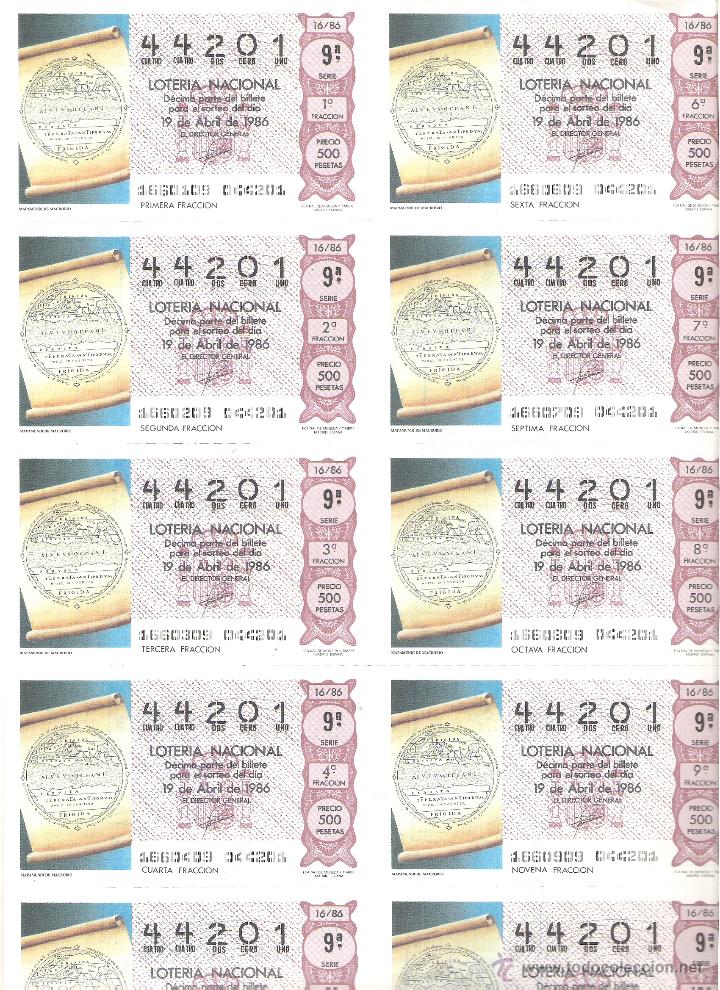 Lotaria Nacional: 1 BILLETE LOTERIA DEL SABADO - 19 ABRIL 1986 - 16/86 - ANTIGUO MAPA O MAPAMUNDI DE MACROBIO