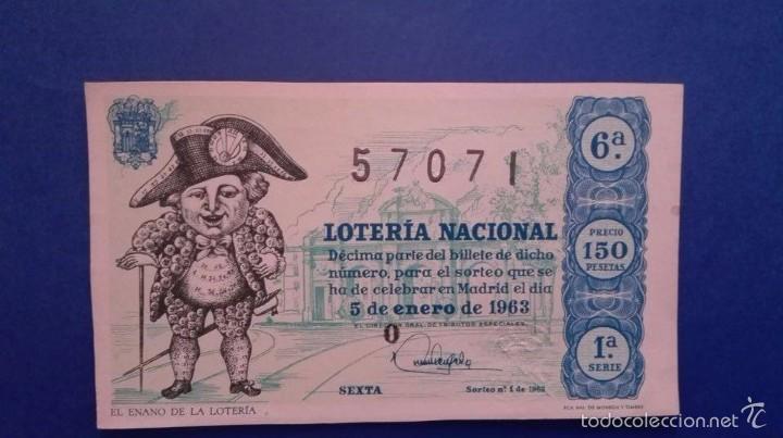 Loter&iacute;a nacional: decimo de loteria de 1963 sorteo 1 - Foto 1