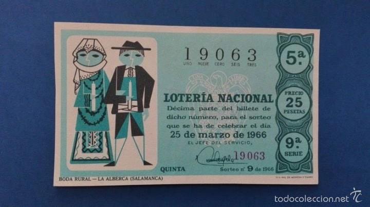Loter&iacute;a nacional: decimo de loteria de 1966 sorteo 9 - Foto 1
