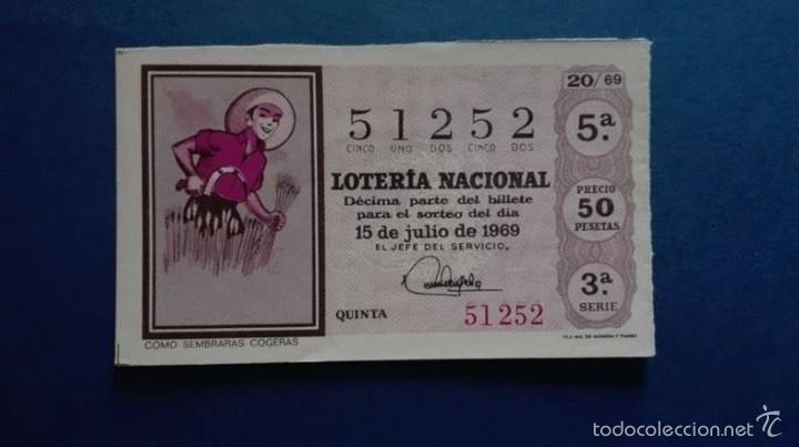 National Spanish Lottery: decimo de loteria de 1969 sorteo 20
