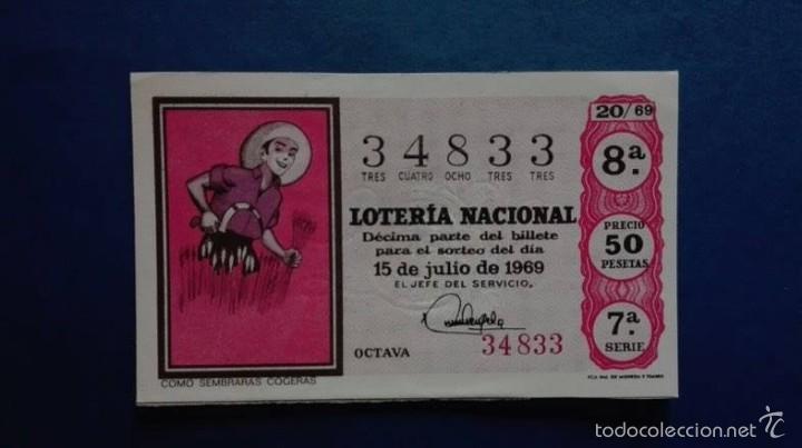 National Spanish Lottery: decimo de loteria de 1969 sorteo 20
