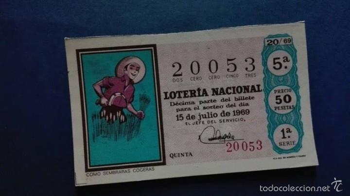 National Spanish Lottery: decimo de loteria de 1969 sorteo 20