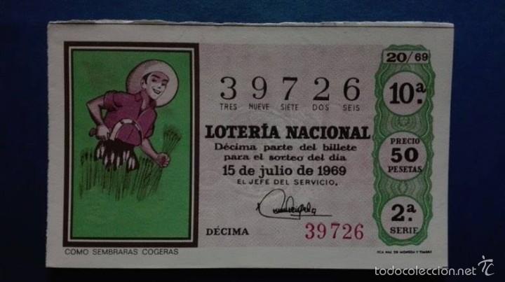 National Spanish Lottery: decimo de loteria de 1969 sorteo 20